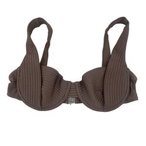 Devon Windsor Size Large Rue Top Bikini Taupe Brown Satin NEW Swim Top
